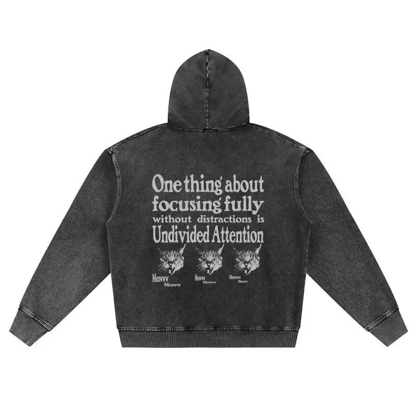 "TRIPLE CATS" WASHED BLACK / ZIP HOODIES