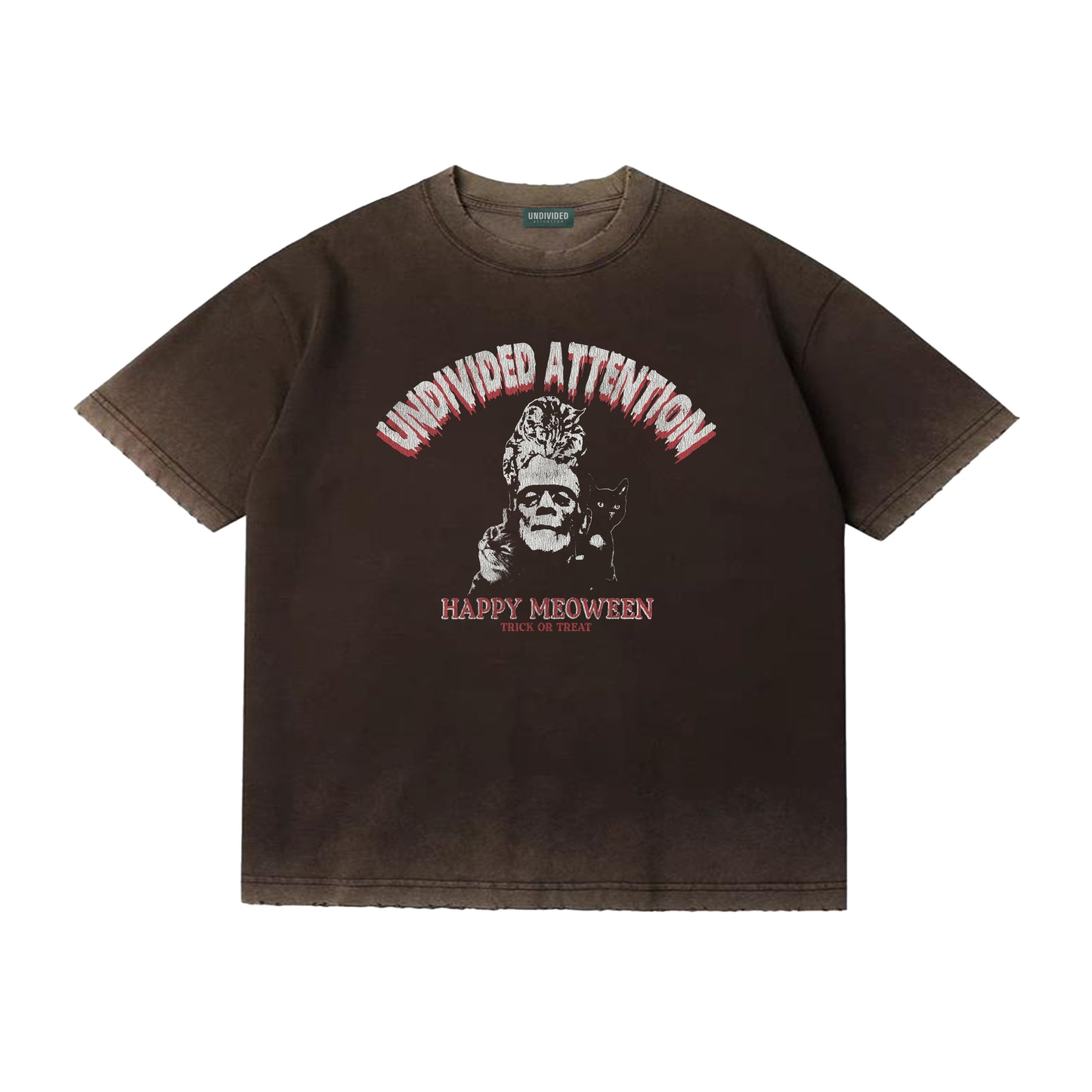 "HAPPY MEOWEEN" WASHED BROWN / OVERSIZED FIT