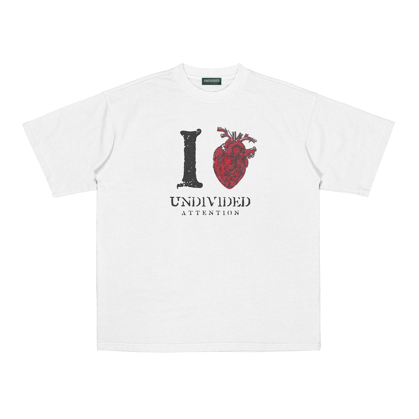 "I LOVE UNDIVIDED ATTENTION" WHITE / MEDIUM FIT