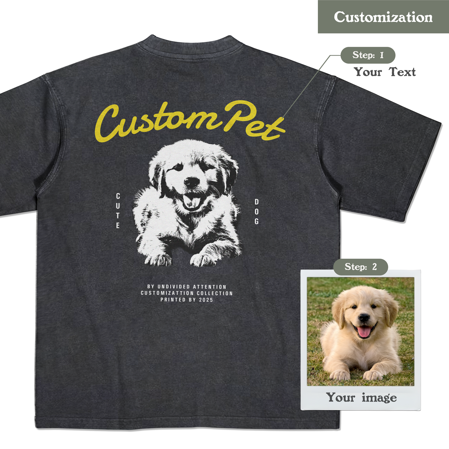 "CUSTOM DOG TEE #3" WASHED BLACK / MEDIUM FIT